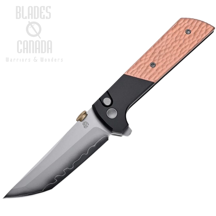 North Mountain Blade Chop 2 Flipper Button Lock Knife, SLD-Magic SAN MAI, Hammered Copper/Aluminum, 2407-CUHM