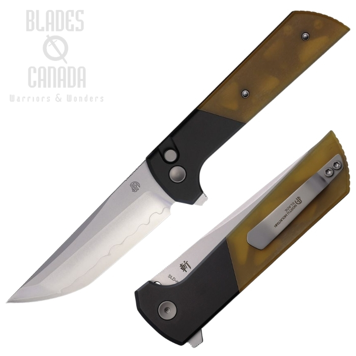 North Mountain Blade Chop 2 Flipper Button Lock Knife, SLD-Magic SAN MAI, Amber PEI/Aluminum Black, 2407-PEI North Mountain Blade Chop 2 Flipper Button Lock Knife, SLD-Magic SAN MAI, Amber PEI/Aluminum Black, 2407-PEI