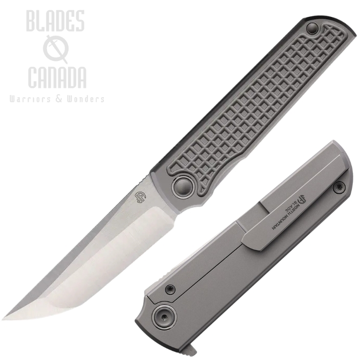 North Mountain Blade Lee Kick Stop Flipper Framelock Knife, ZDP-189, Titanium Gray Frag, NMB2411KT