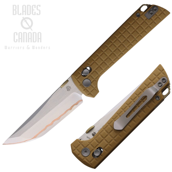 (image for) North Mountain Blade Chop 2 Crossbar Lock Knife, Copper-Clad Blade, G10 Tan Frag, 2418-TAN-G-5