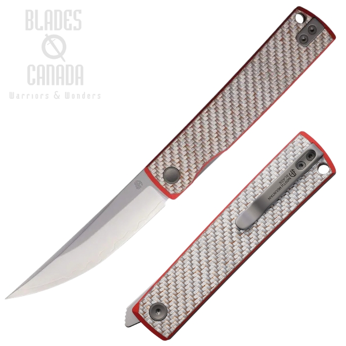 North Mountain Blade Kaikwn Folding Knife, SLD-Magic SAN MAI, Carbon Fiber Red/Gray, NMB250221