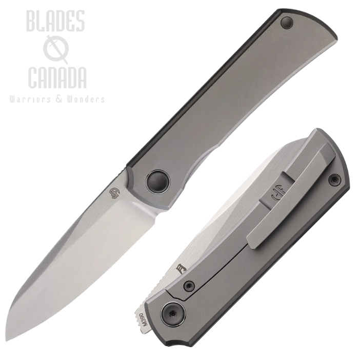 North Mountain Blade Moon Framelock Folding Knife, M390 Brushed, Titanium Brushed, NMB2526FL