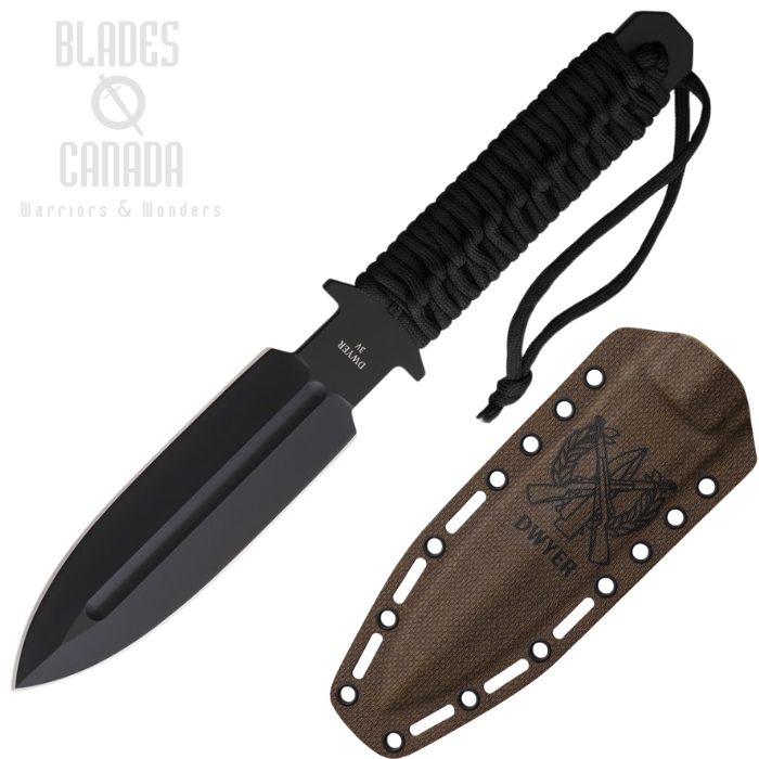 (image for) North Mountain Blade JW Fixed Blade Dagger Knife, CPM-3V Black, Cord Wrapped Handle, NMBJWBK3V