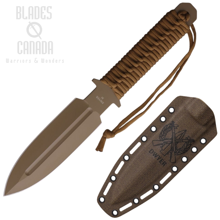 North Mountain Blade JW Fided Blade Dagger Knife, CPM 3-V Tan, Cord Wrapped Tan, Kydex Sheath, NMBJWBR3V (image for) North Mountain Blade JW Fided Blade Dagger Knife, CPM 3-V Tan, Cord Wrapped Tan, Kydex Sheath, NMBJWBR3V