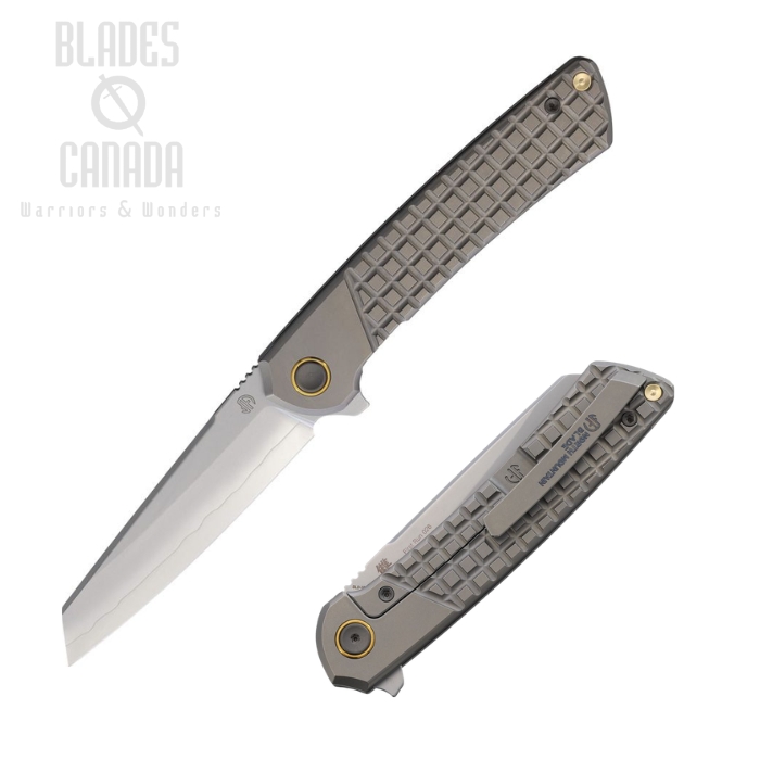 (image for) North Mountain Blade Flipper Framelock Knife, SLD-Magic, Titanium Grey Frag, 2506-GRID