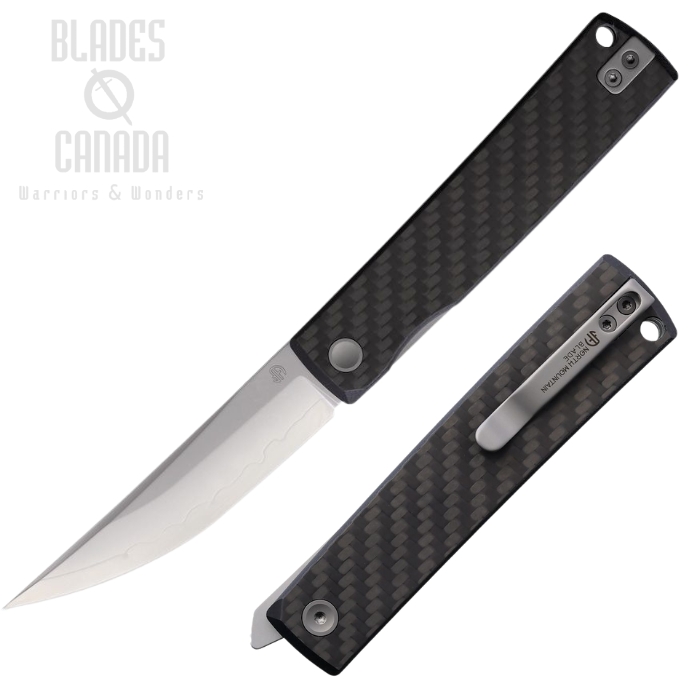 North Mountain Blade Kaiken Folding Knife, San Mai SLD-Magic, Twill Carbon Fiber, NMB250220