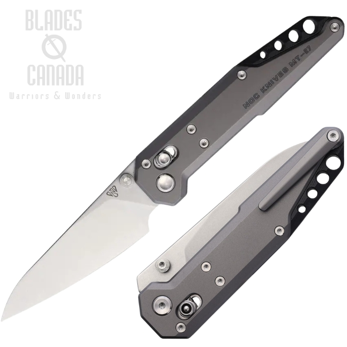 NOC Knives Dark Feather Crossbar Lock Folding Knife, M390 SW, Titanium Gray, NOCMT2703