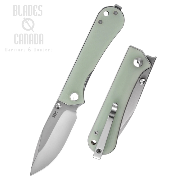 NuKnives Kumpanter Flipper Folding Knife, D2 Satin, G10 Jade, S13-1005