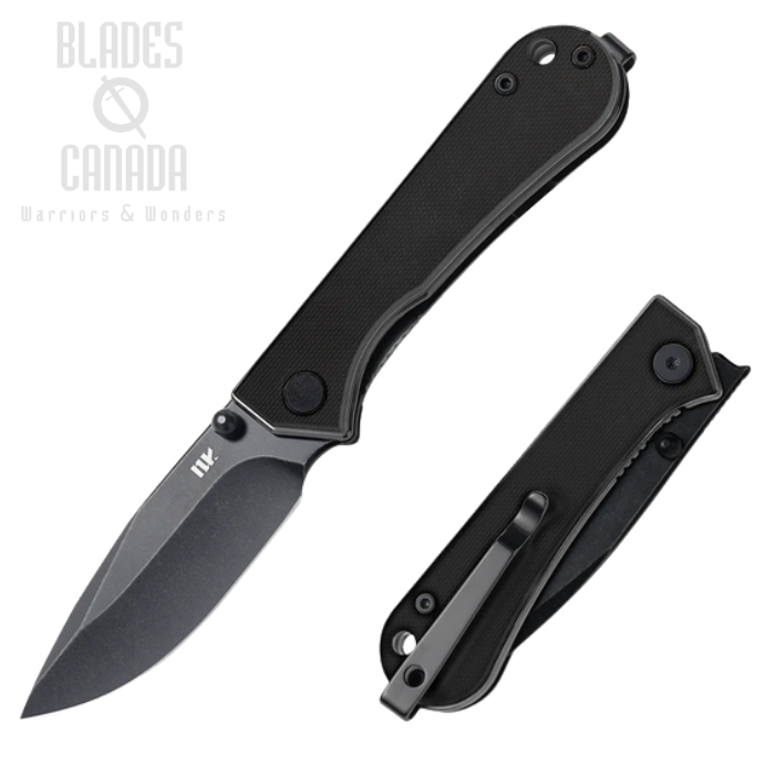 NuKnives Kumpanter Flipper Folding Knife, D2 Black, G10 Black, S13-1008