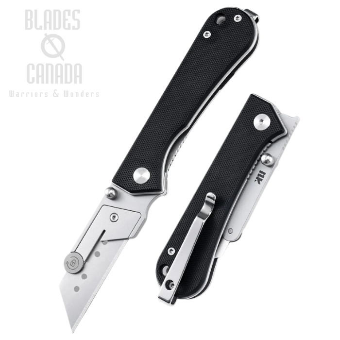 Nuknives Kumpanter Utility Folding Knife, Stainless Replaceable Blade, G10 Black, NUKU232001