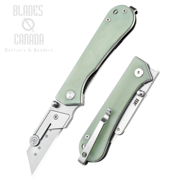 Nuknives Kumpanter Utility Folding Knife, Stainless Replaceable Blades, G10 Jade, U23-2005