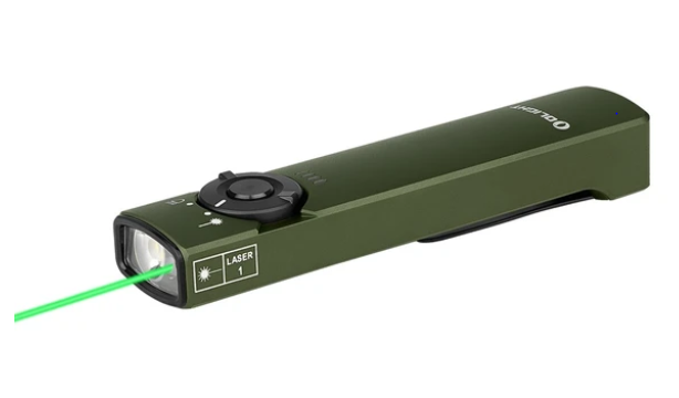Olight Arkfeld Flat Flashlight w/Green Laser, Cool White, OD Green - 1,000 Lumens