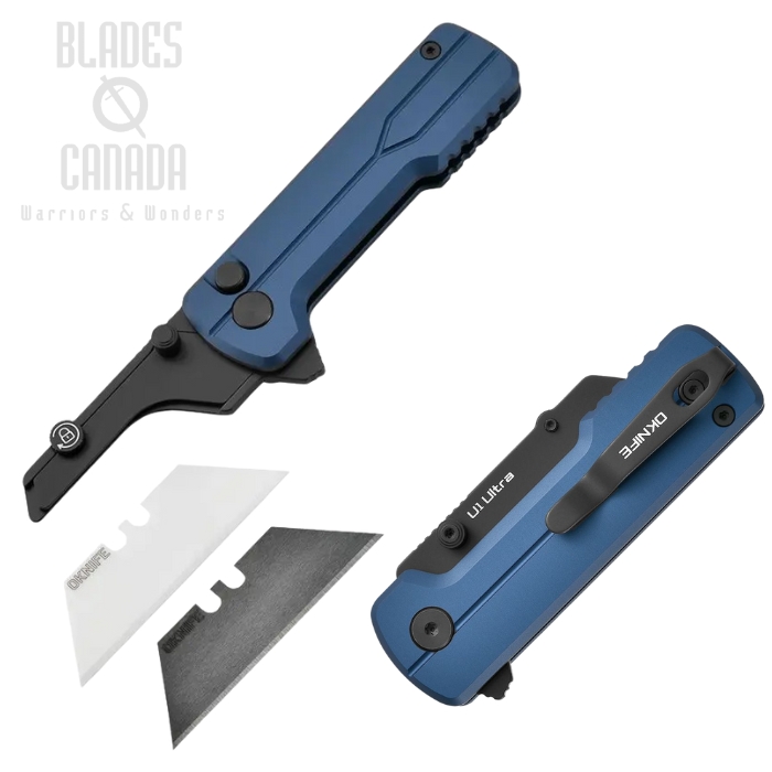Oknife Octacle U1 Ultra Flipper Button Lock Folding Knife, Replaceable Blade, Aluminum Navy Blue, U1ULTRANB Oknife Octacle U1 Ultra Flipper Button Lock Folding Knife, Replaceable Blade, Aluminum Navy Blue, U1ULTRANB