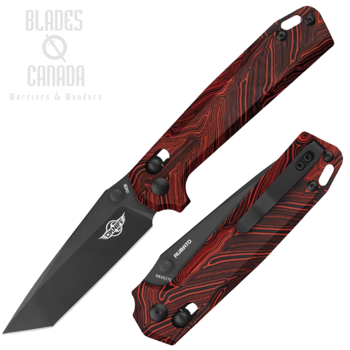 Oknife Rubato Rail Lock Folding Knife, 154CM Black SW, G10 G-Mascus Red, O-RUBATOBKRD