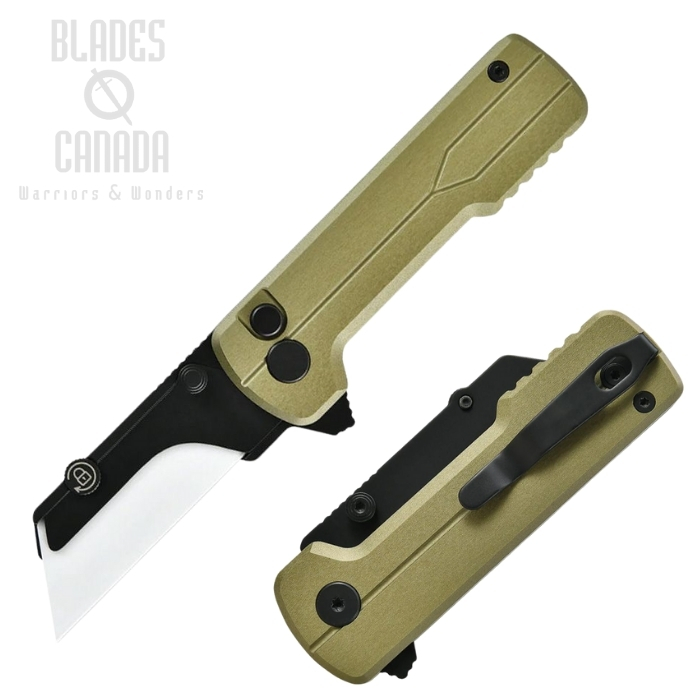 Oknife Octacle U1 Ultra Flipper Button Lock Knife, Replaceable Blades, Aluminum Olive Green, U1OAL