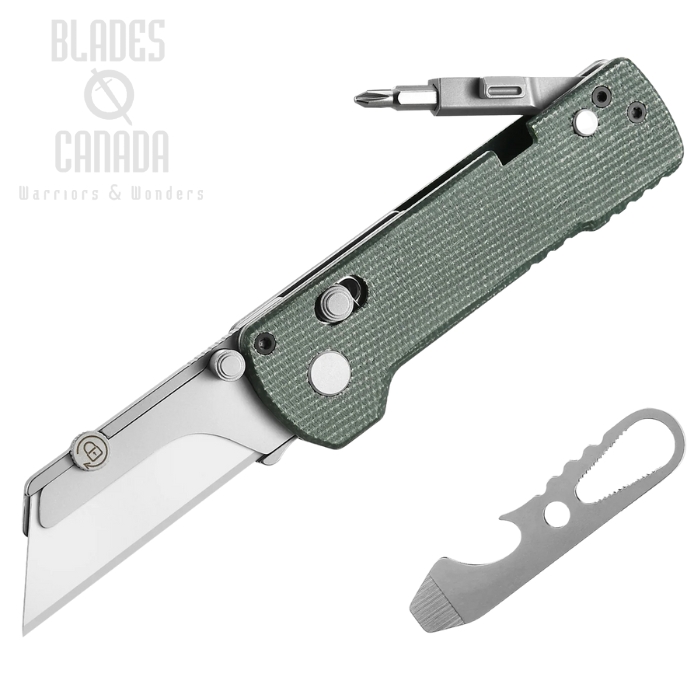 Oknife Otacle U1 Pro Rail Lock Folding Knife, Replaceable SK5 Carbon Blade, Micarta Green, U1-PRO-GM