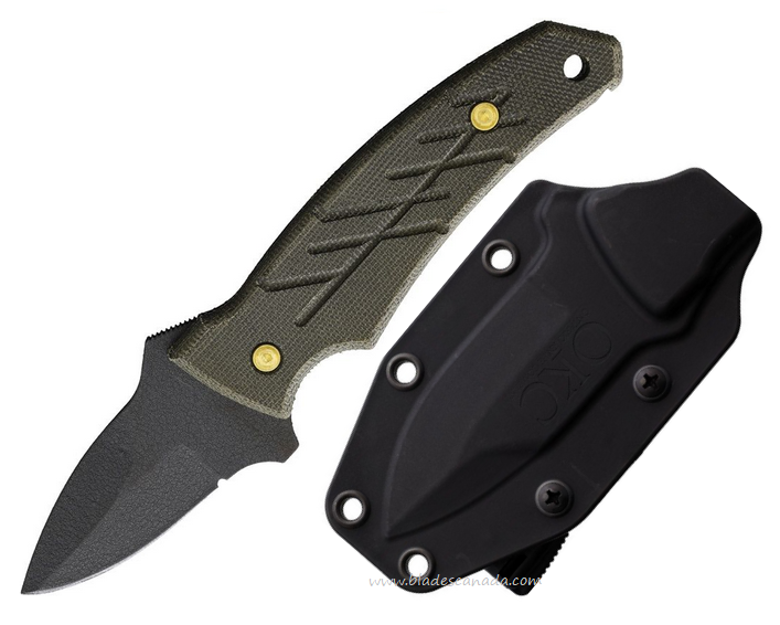 OKC Nona Fixed Blade Knife, Gray Coated Blade, Micarta Green, Kydex Sheath, ON8743M