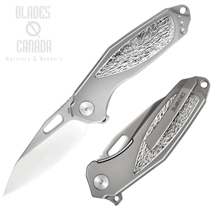 Oknife Freeze 5L Flipper Folding Knife, M390, Titanium Hammered, FREEZE-5L