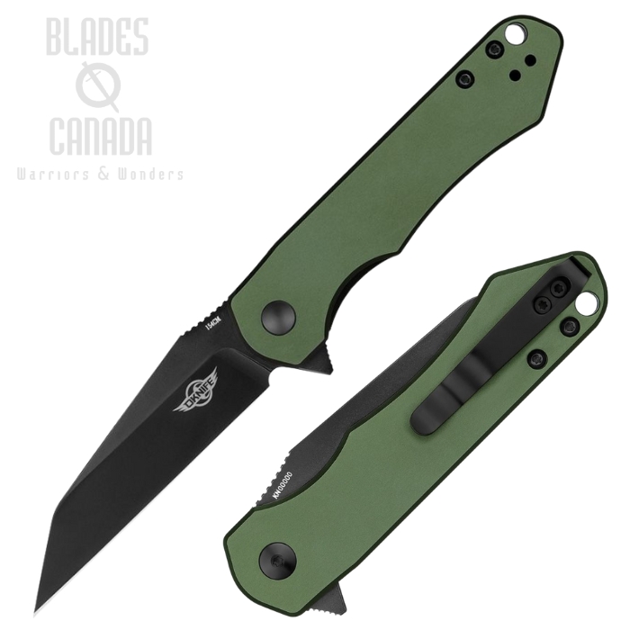 Oknife Freeze Flipper Folding Knife, 154CM Black, Aluminum OD Green, FREEZEODG
