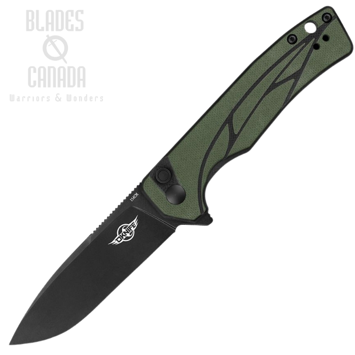 Oknife Mettle Flipper Folding Knife, 154CM Black, G10 Black/OD Green, METTLEODG
