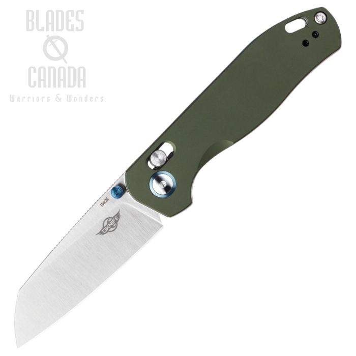 Oknife Rubato 2 Rail Lock Folding Knife, 154CM Satin, Aluminum OD Green, RUBATO2ODGAI
