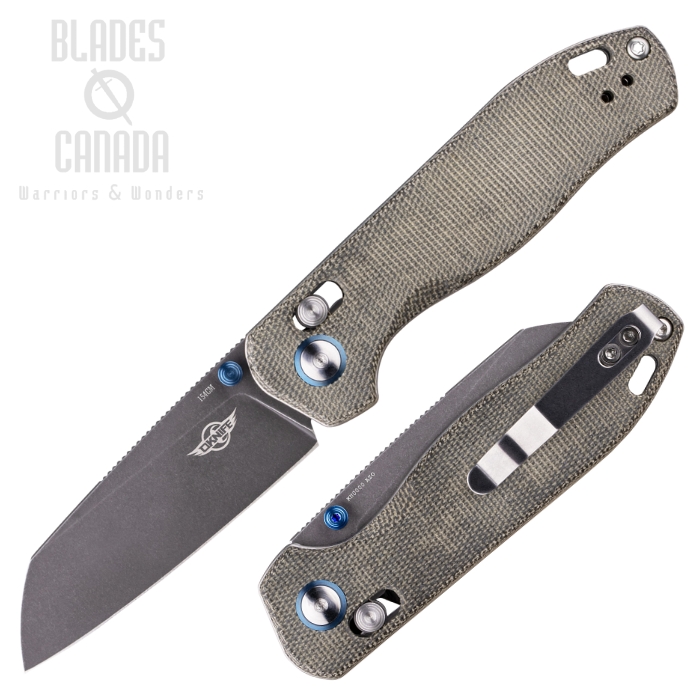 Oknife Rubato 2 Rail Lock Folding Knife, 154CM Black SW, Micarta Green, RUBATO2ODGMT
