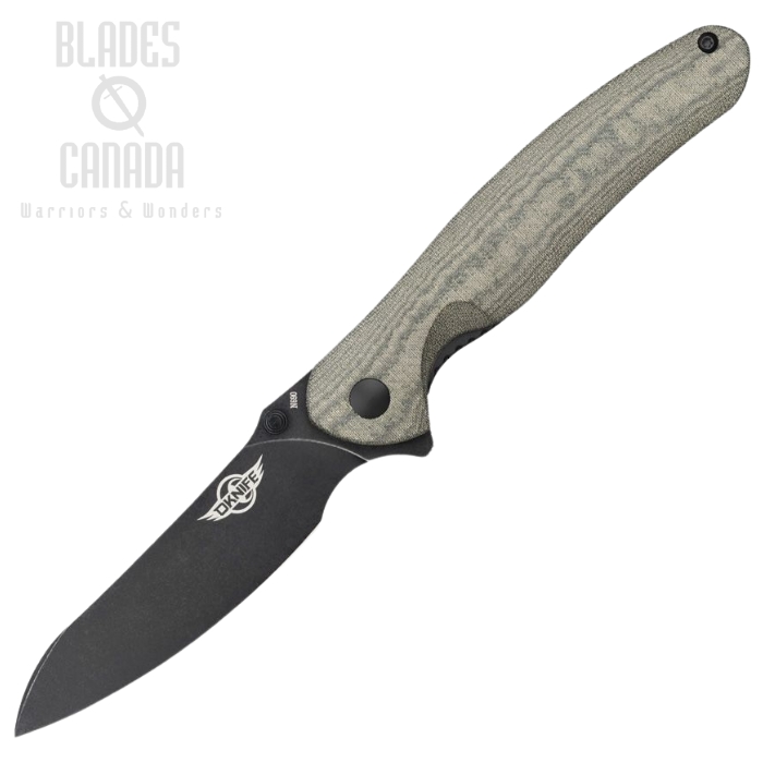 Oknife Drever Flipper Folding Knife, N690 Black, Micarta Green, DREVERODGMH