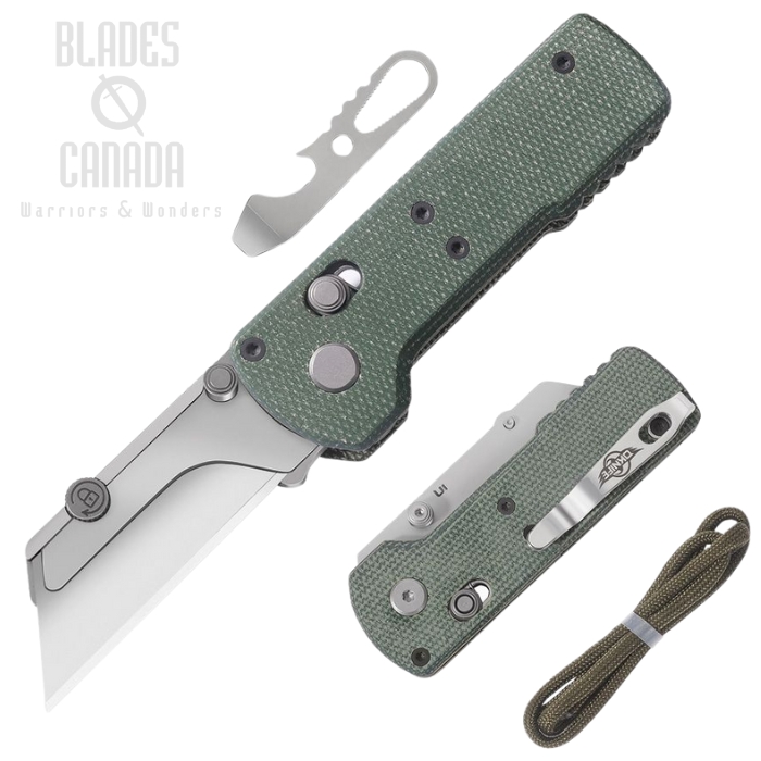 Olight Oknife Otacle U1 Rail Lock Folding Knife, Replaceable Stainless Blade, Micarta Green, OKNU1GM