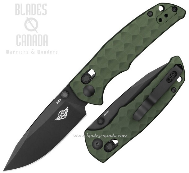 Oknife Rubato 3 Rail Lock Folding Knife, 154CM Black, Aluminum OD Green, RUBATO3ODG