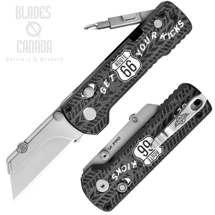 Oknife Octacle U1 Pro Ride 66 Rail Lock Folding Knife, Sk5 Replaceable Blade, G10 Route 66 Black Design, U1PRORI66