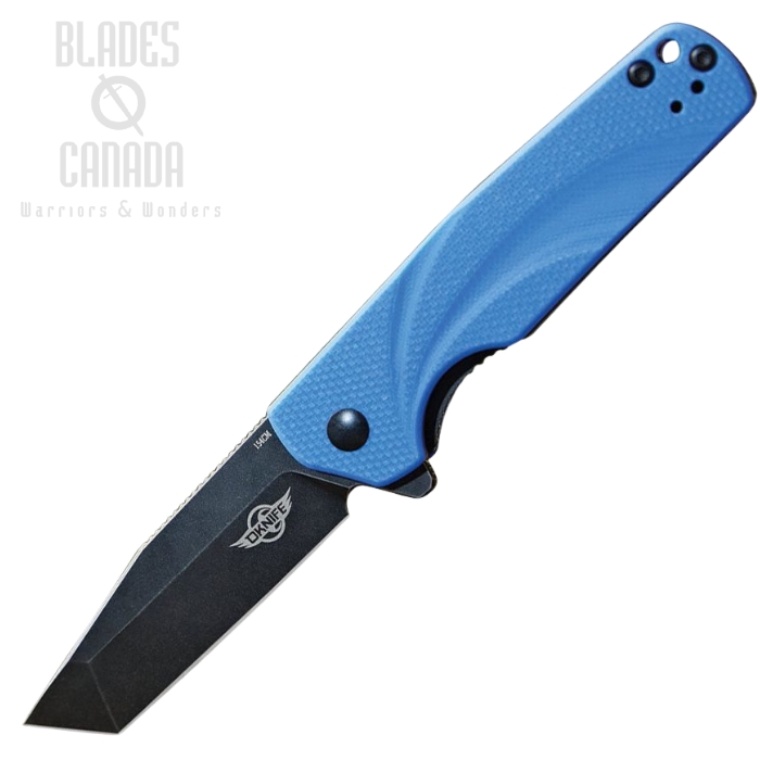 Oknife Ratel Flipper Folding Knife, 154CM Black, G10 Blue, OLTRATELBU