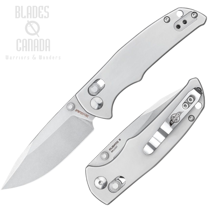 Olight Rubato 3 Rail Lock Folding Knife, Stainless Stonewash, OLTRUBATO3STHD
