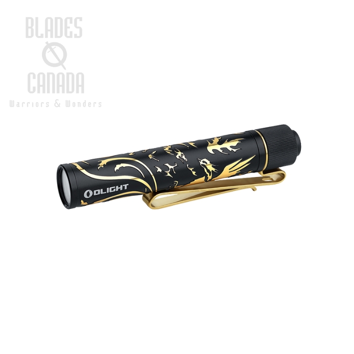 Olight i3T 2 EOS Small EDC Flashlight, Dragon & Phoenix Golden Black, 300 Lumens