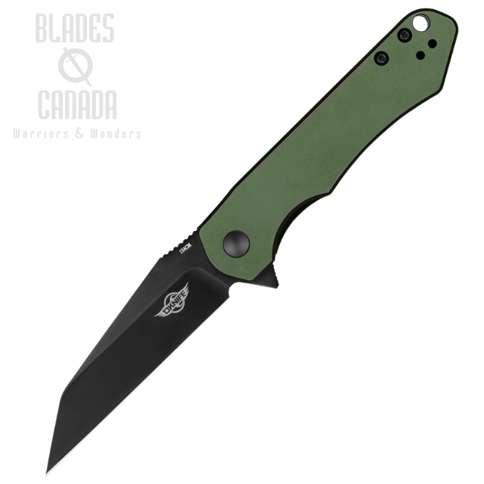 Oknife Freeze Flipper Folding Knife, 154CM Black, Aluminum OD Green, FREEZEODG