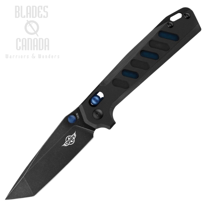 Oknife Rubato Rail Lock Folding Knife, 154CM Black SW, G10 Black/Blue, RUBATOBK