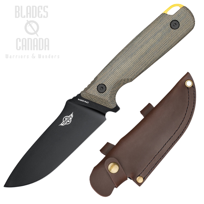 Olight Fortitude 2 Fixed Blade Knife, Ltd Edition, CPM S35VN Black, G10/Micarta Green, Leather Sheath, O-FORT2BK