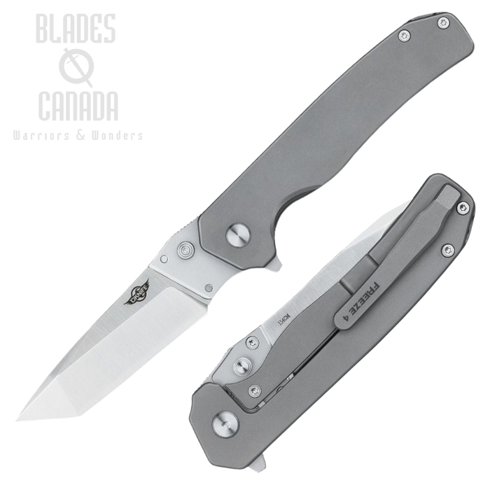 Oknife Freeze 4 Flipper Framelock Knife, 154CM Satin, Titanium Gray, OLTFREEZE4TI