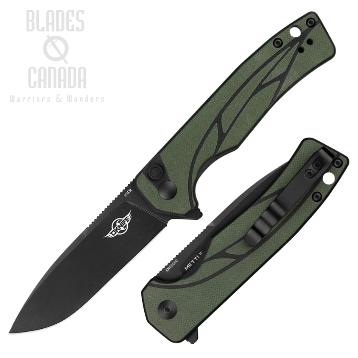 Olight Mettle Flipper Button Lock Knife, 154CM Black SW, G10 OD Green, OLTMETTLEODG