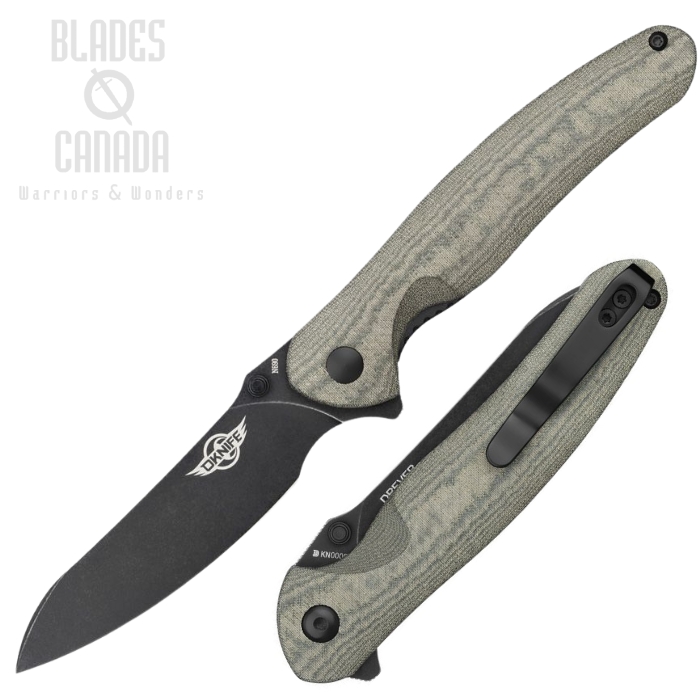 Olight Oknife Drever Flipper Folding Knife, N690 Black, Micarta Green, OLTDREVERODGMH