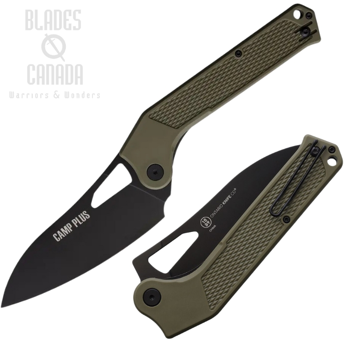 OKC Camp Plus EDC Folding Knife, Stainless Black, GFN Green, ON4320