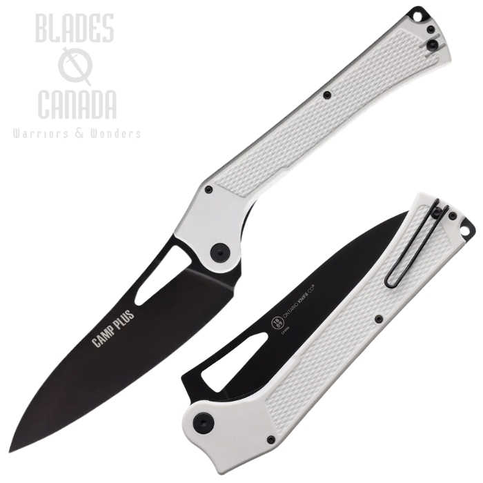 OKC Camp Plus EDC Folding Knife, Stainless Black, GFN White Textured, ON4325WH