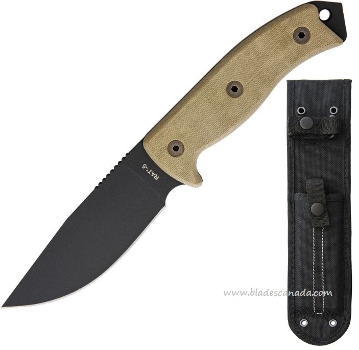 OKC RAT5 Fixed Blade Knife, 1095 Carbon, Micarta, Nylon MOLLE Sheath, 8667