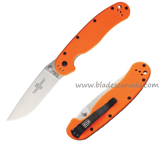 OKC Rat 1 Folding Knife, AUS 8 Plain Edge, Orange Handle, 8848OR