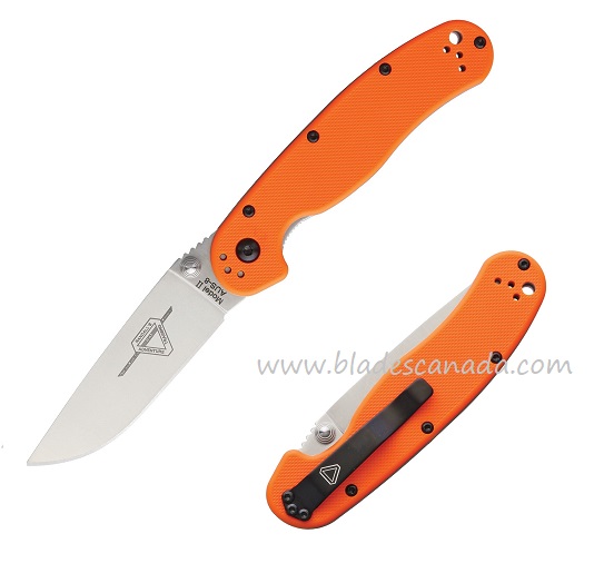 OKC RAT 2 Folding Knife, AUS 8 Plain Edge, Orange Handle, 8860OR - Click Image to Close