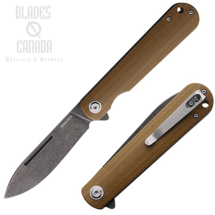 OKC Ischua Flipper Folding Knife, Stainless Black SW, Micarta Brown, ON9001 (image for) OKC Ischua Flipper Folding Knife, Stainless Black SW, Micarta Brown, ON9001