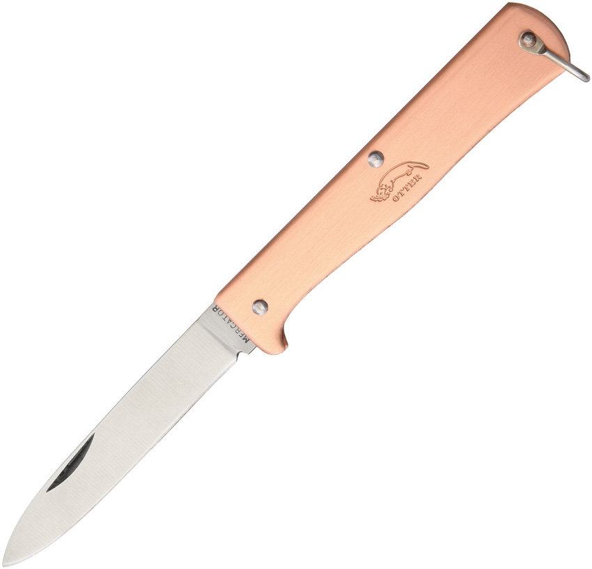 Otter-Messer Small Mercator Slipjoint Folding Knife, Stainless Steel, Copper Handle, 10601R - Click Image to Close
