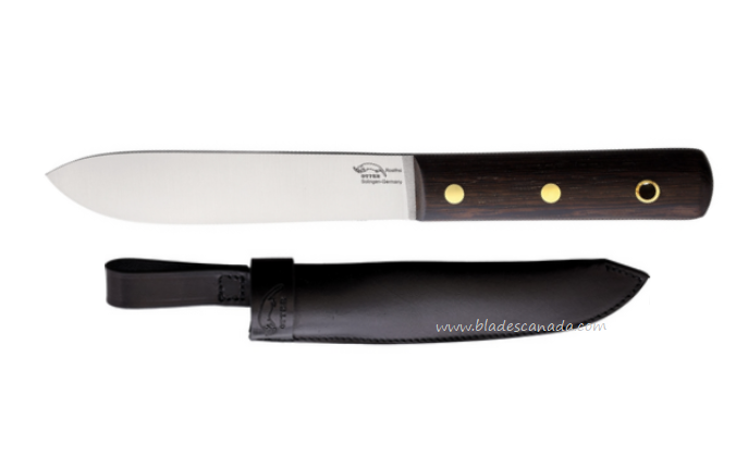Otter-Messer Fixed Blade Boat Knife, Stainless Satin, Smoked Oak, 901R