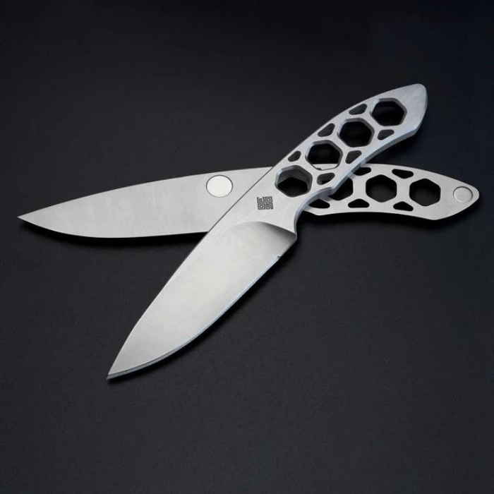 Ocaso Duo Desk Knife, Stainless Steel Spearpoint, Walnut/Stainless Stand, 80DKS