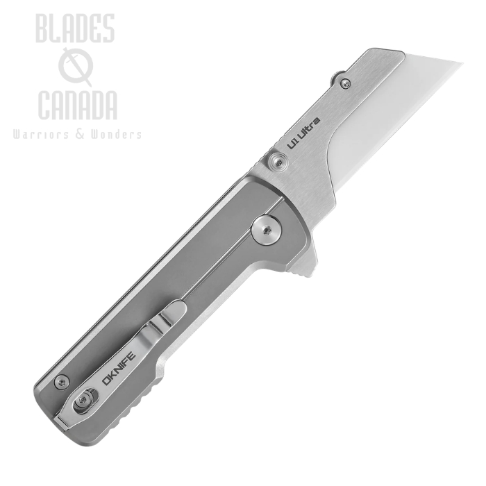 (image for) Oknife Otacle U1 Ultra Button Lock Flipper Utility Knife, Replaceable Blade, Titanium Gray, U1TI