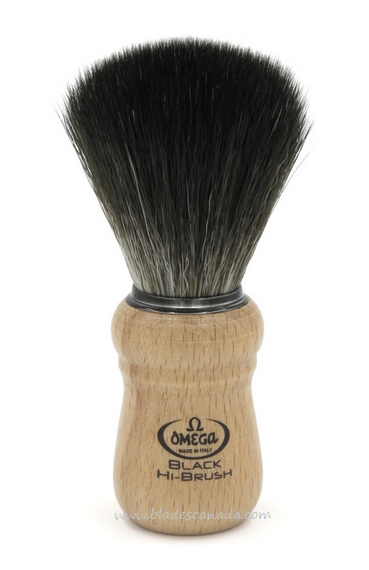 Omega BLACK Hi-Brush Fiber Shaving Brush, Wood, 96228